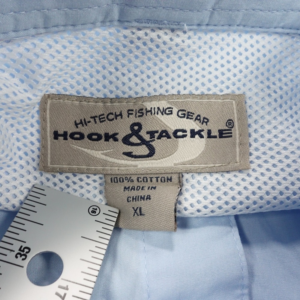 Hook & Tackle Fishing Shirt Men's XL Vented Back Mesh Light Blue - Picture 6 of 9